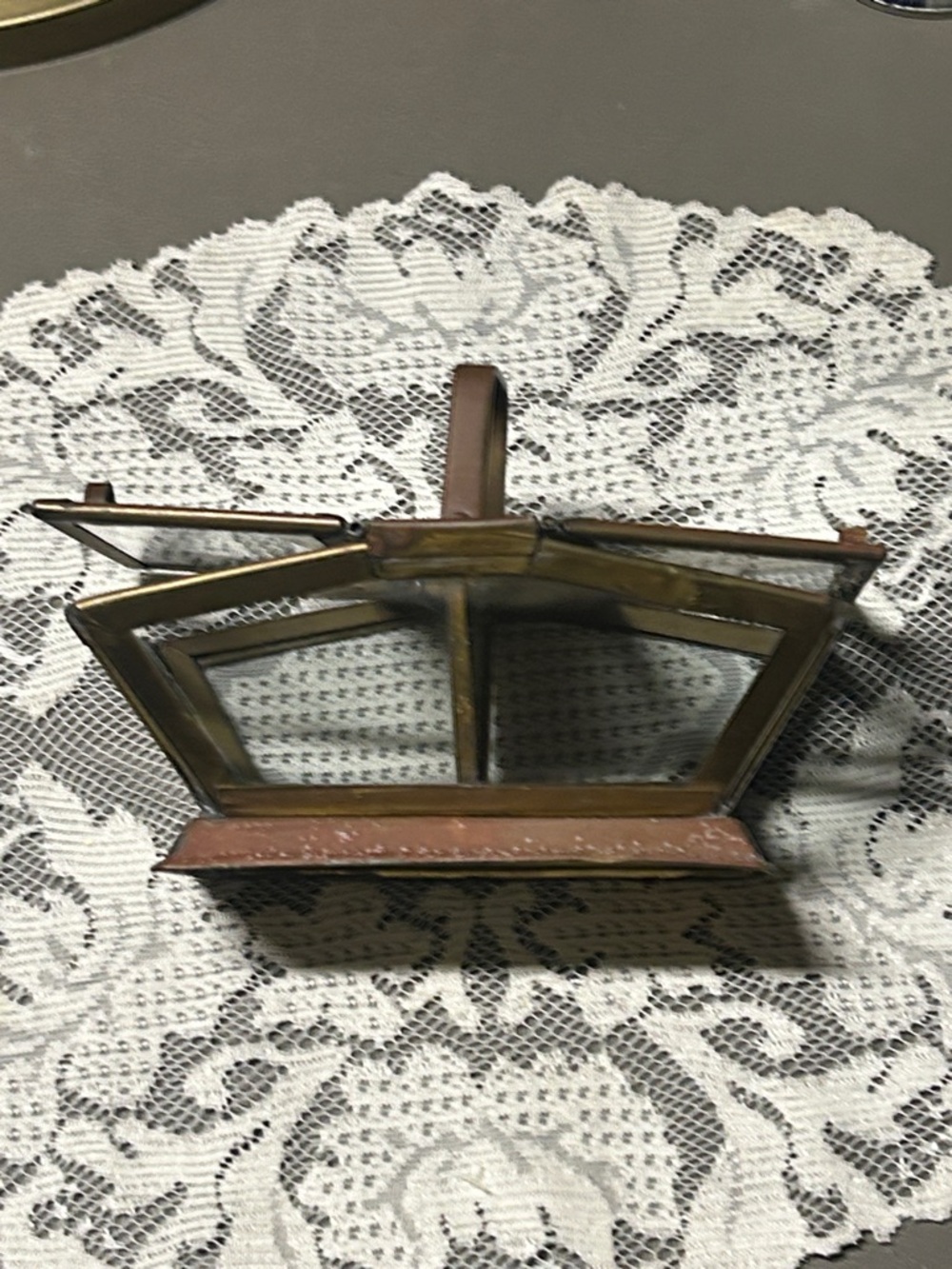 Vintage Brass and Copper Glass Display Lantern coffee box Aunty antique used